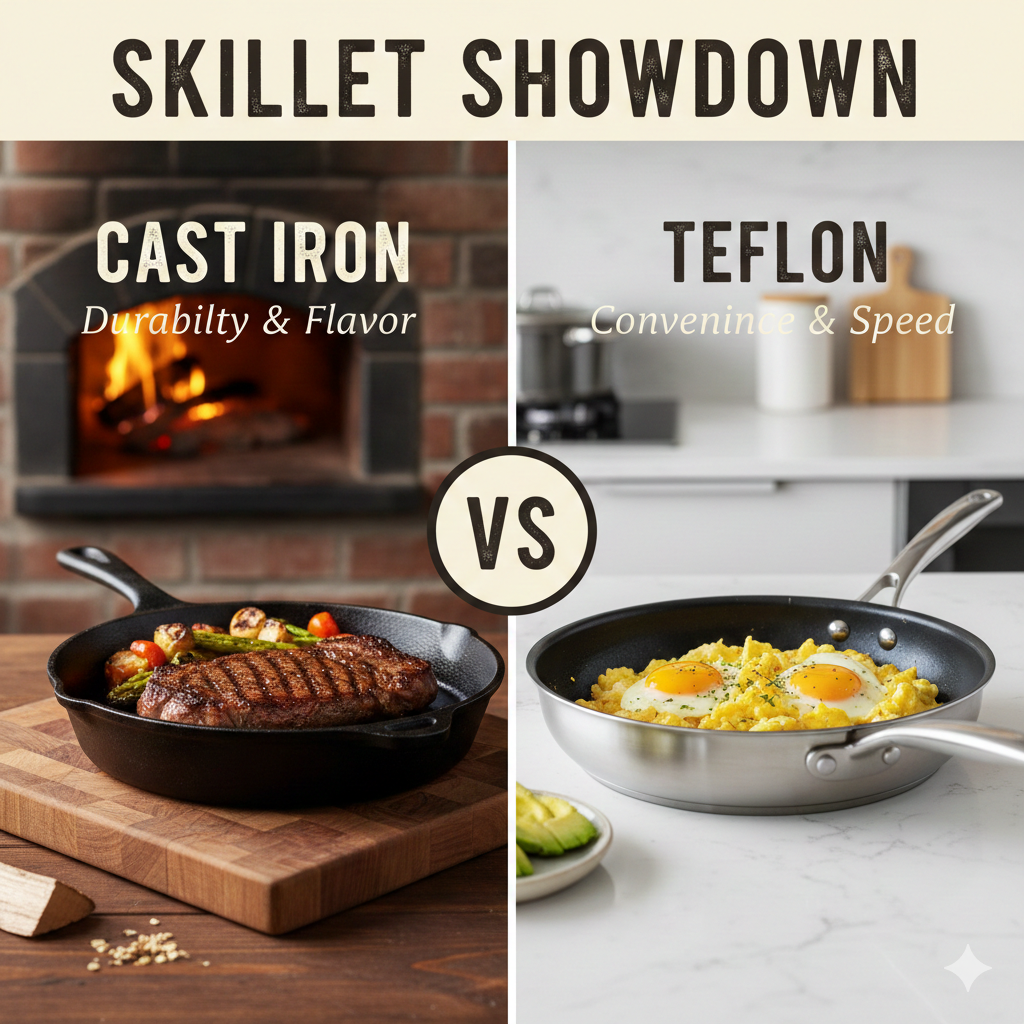 Cast iron skillet vs Teflon skillet